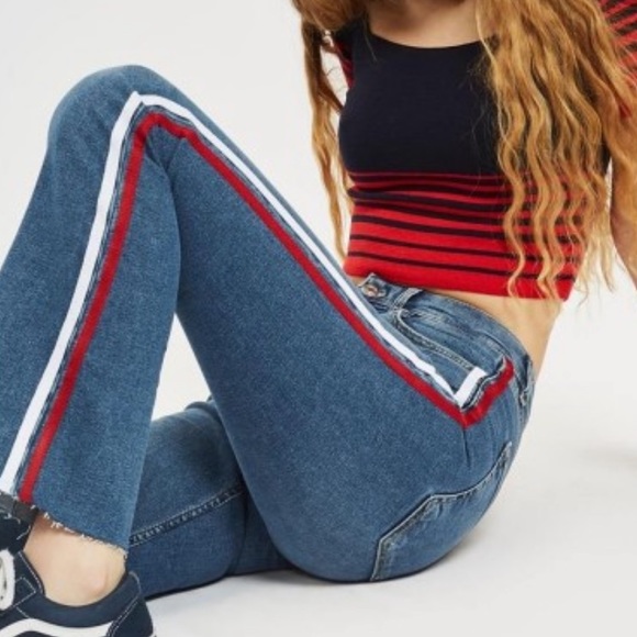 Topshop Denim - TOP SHOP | Jamie Flare Side Stripe Jeans